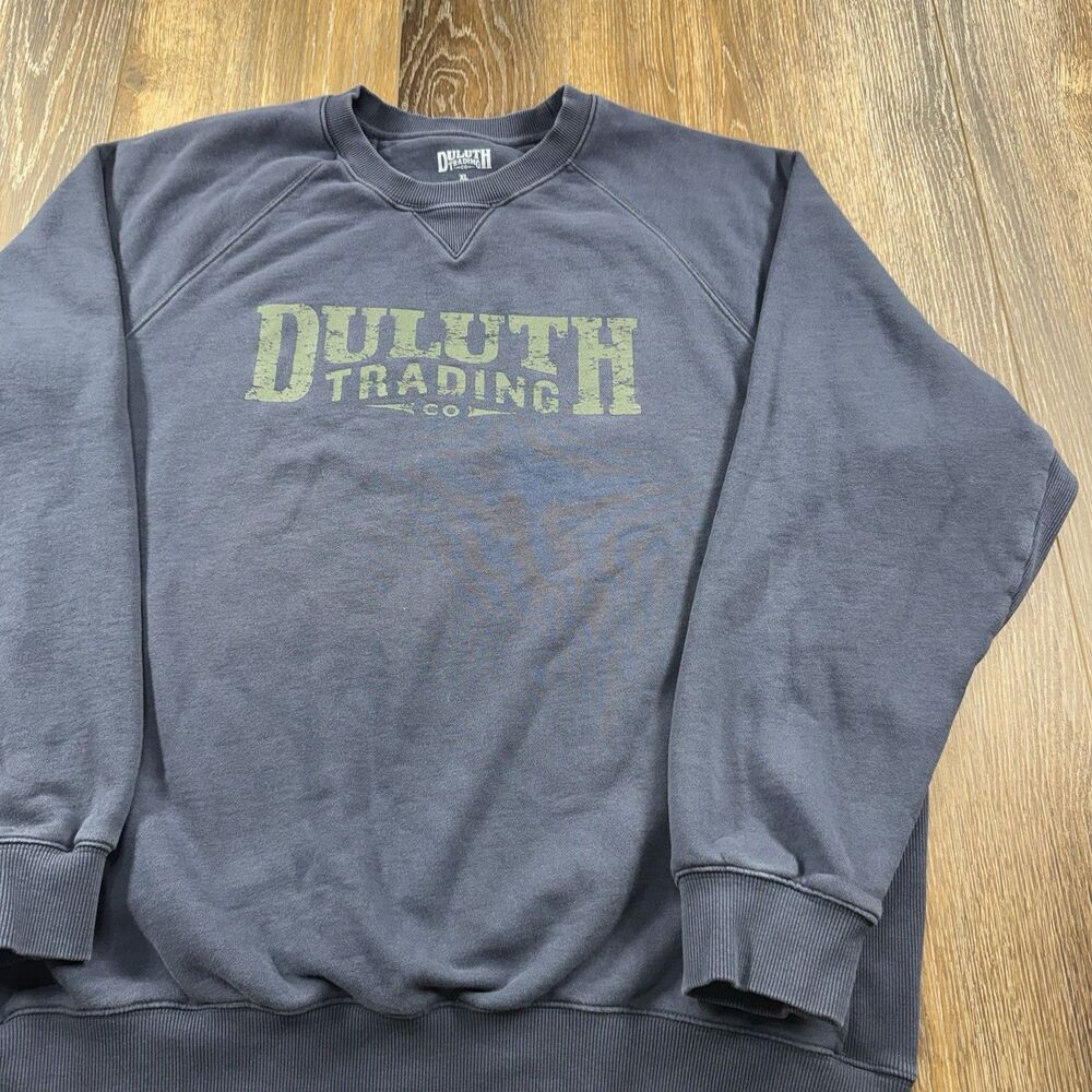Duluth Trading Co Sweatshirt Mens XL Navy Blue Workwear Heavy THICK Y2K Sweater
